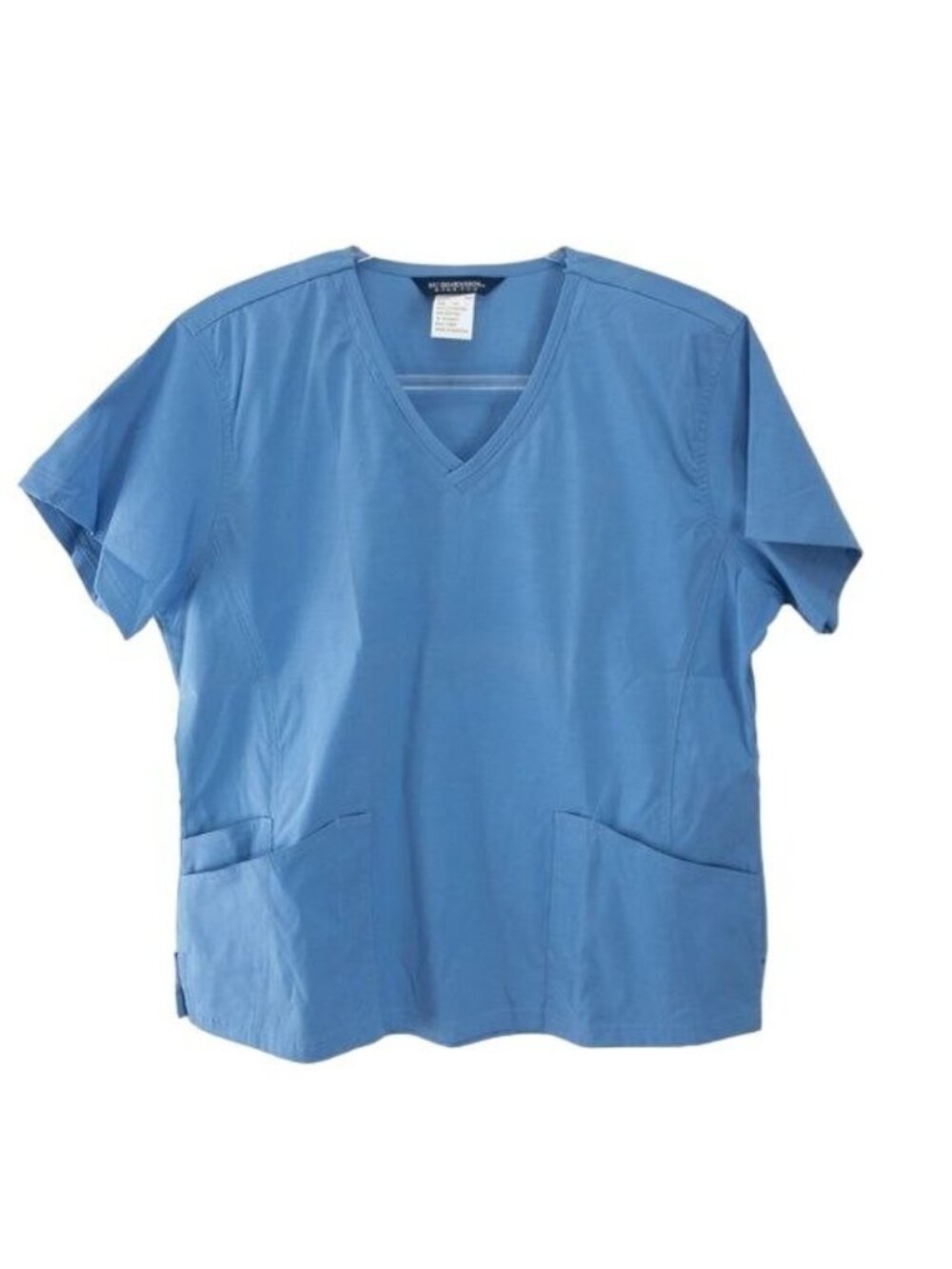 Nu Dimension Blue Scrubs Top With Front Pockets & Short Sleeves